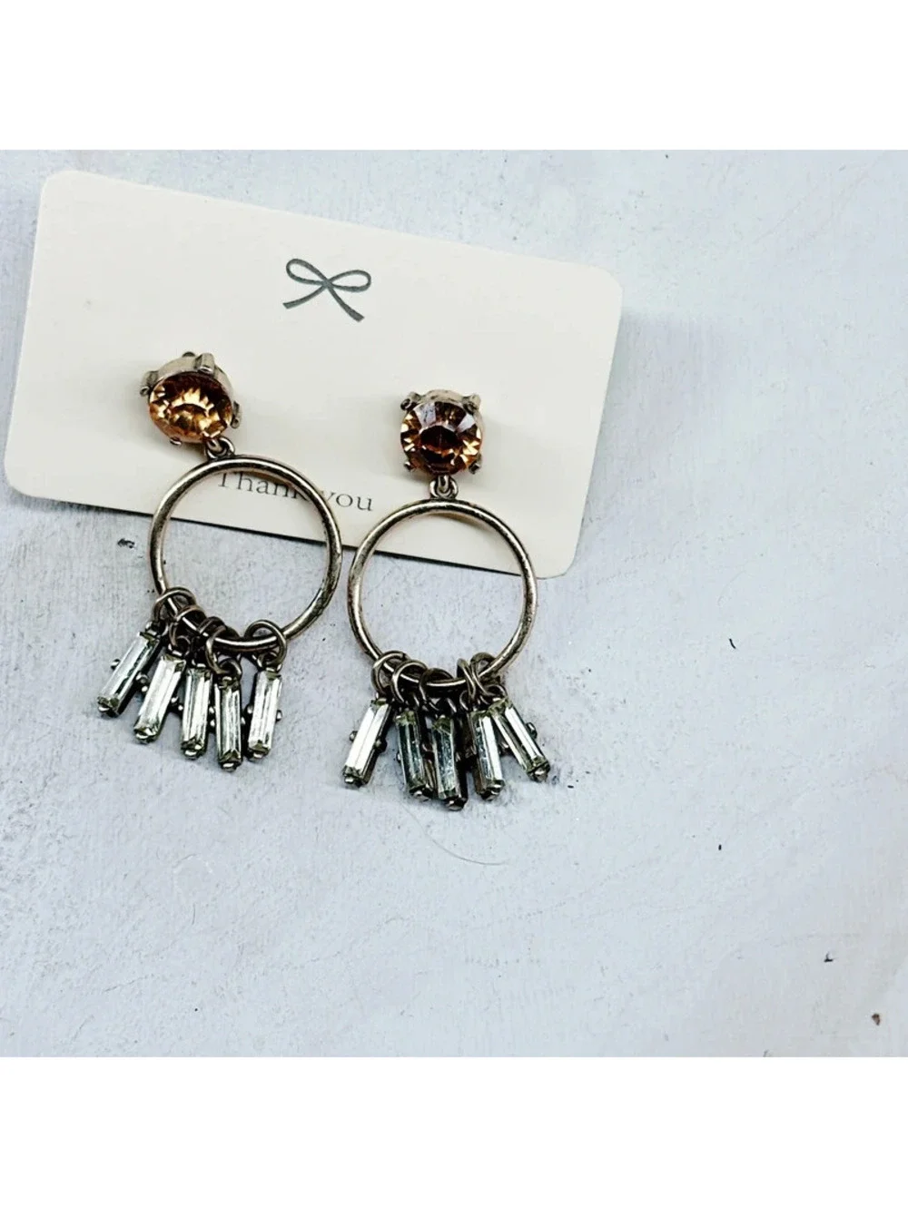 324u. Bronze Orange Bling Chandelier Earrings